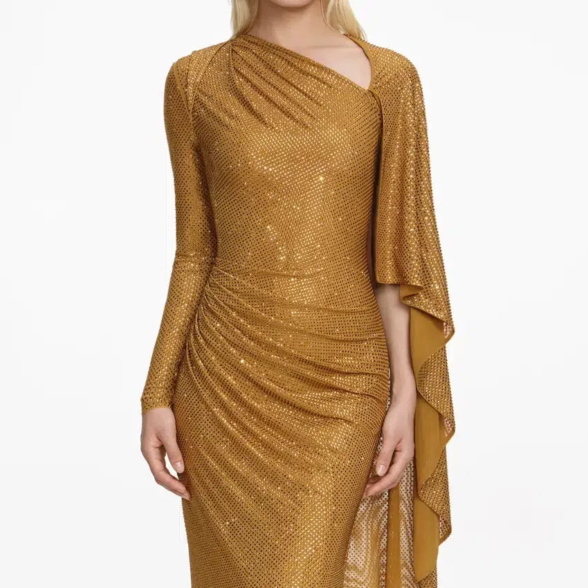 Gold Rhinestone Drape Maxi Dress Gold Rhinestone Drape Maxi Dress