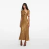 Gold Rhinestone Drape Midi Dress Gold Rhinestone Drape Midi Dress