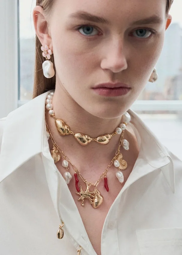 Gold Shell And Pearl Necklace Gold Shell And Pearl Necklace