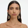 Gold Shell Pearl Coral Earrings Gold Shell Pearl Coral Earrings