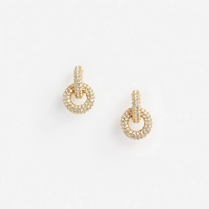 Gold Small Crystal Hoop Earring Gold Small Crystal Hoop Earring