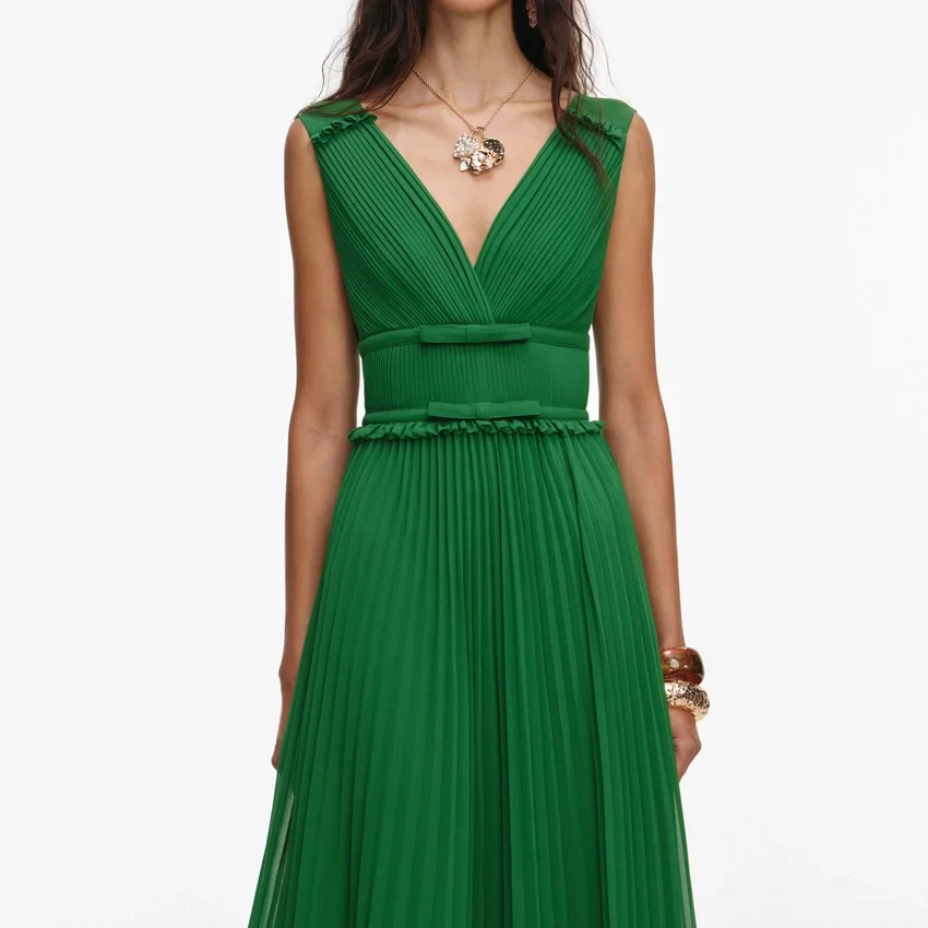 Green Chiffon Midi Dress Green Chiffon Midi Dress