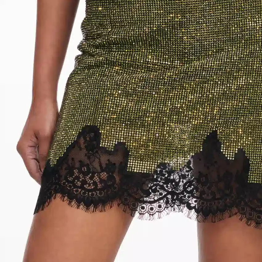 Green Crystal Chainmail Mini Skirt Green Crystal Chainmail Mini Skirt