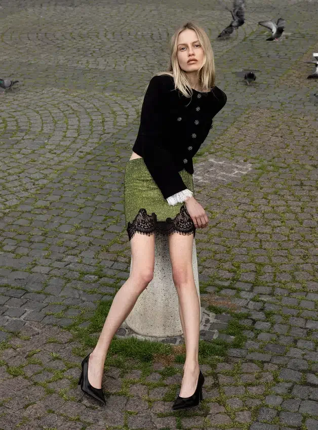Green Crystal Chainmail Mini Skirt Green Crystal Chainmail Mini Skirt