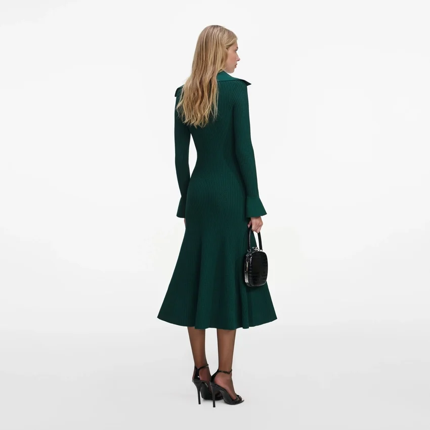 Green Keyhole Knit Midi Dress Green Keyhole Knit Midi Dress