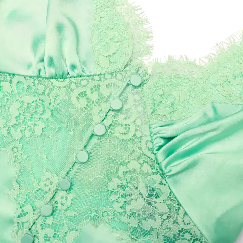 Green Satin Lace Top Green Satin Lace Top
