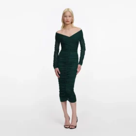 Green Viscose Knit Midi Dress