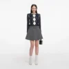 Grey Herringbone Flared Mini Skirt Grey Herringbone Flared Mini Skirt