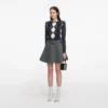 Grey Herringbone Flared Mini Skirt Grey Herringbone Flared Mini Skirt