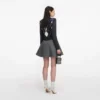 Grey Herringbone Flared Mini Skirt Grey Herringbone Flared Mini Skirt