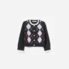 Grey Argyle Embellished Cardigan Grey Argyle Embellished Cardigan