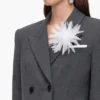 Grey Double Breasted Flower Blazer