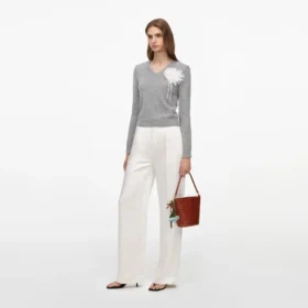 Grey Flower Wool Jumper