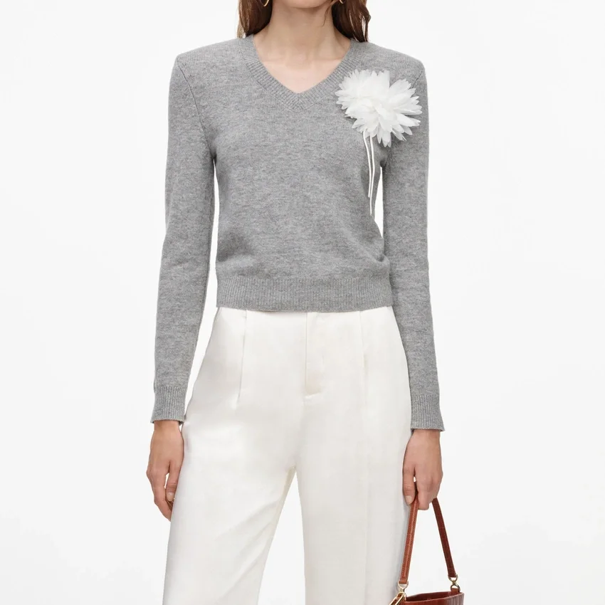 Grey Flower Wool Jumper Grey Flower Wool Jumper