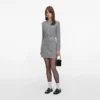 Grey Fluffy Knit Mini Skirt