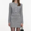 Grey Fluffy Knit Mini Skirt