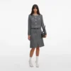 Grey Herringbone Crystal Trim Jacket