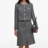 Grey Herringbone Crystal Trim Jacket