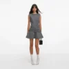 Grey Herringbone Flared Mini Dress Grey Herringbone Flared Mini Dress