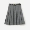 Grey Herringbone Pleated Midi Skirt Grey Herringbone Pleated Midi Skirt