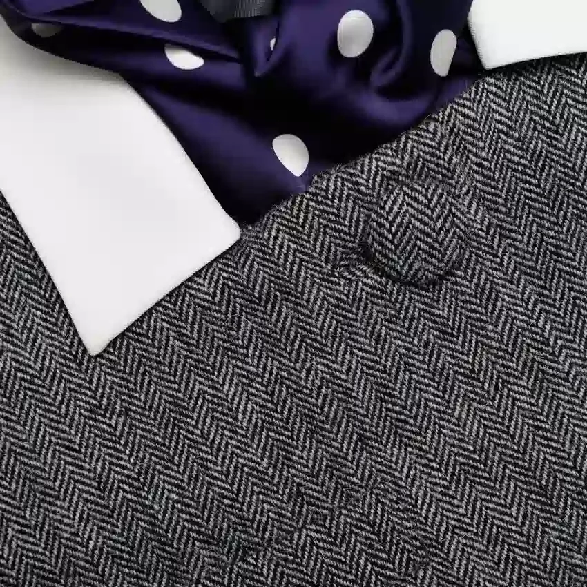 Grey Herringbone Scarf Detail Jacket Grey Herringbone Scarf Detail Jacket
