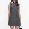 Grey Herringbone Scarf Detail Mini Dress Grey Herringbone Scarf Detail Mini Dress