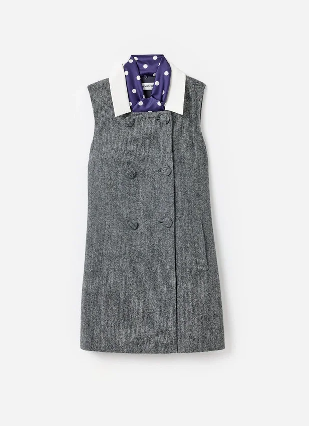 Grey Herringbone Scarf Detail Mini Dress Grey Herringbone Scarf Detail Mini Dress