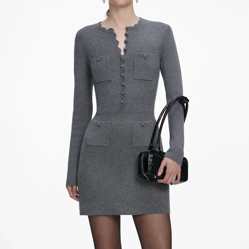 Grey Knit Playsuit Mini Dress Grey Knit Playsuit Mini Dress