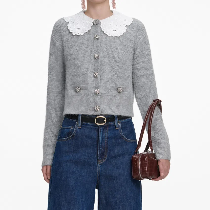 Grey Lace Collar Cardigan Grey Lace Collar Cardigan