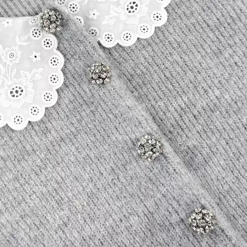 Grey Lace Collar Cardigan Grey Lace Collar Cardigan