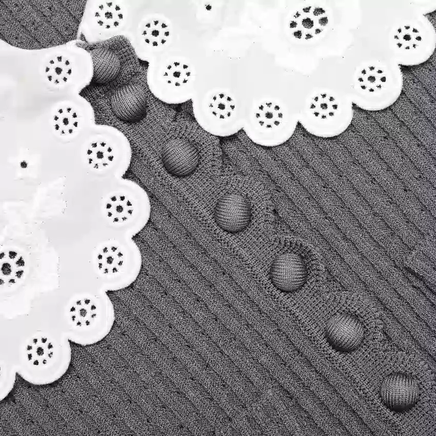 Grey Lace Collar Knit Top Grey Lace Collar Knit Top