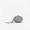 Grey Oval Crystal Chain Clutch Bag Grey Oval Crystal Chain Clutch Bag