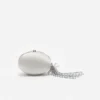 Grey Oval Crystal Chain Clutch Bag Grey Oval Crystal Chain Clutch Bag