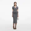 Grey Peplum Knit Midi Dress Grey Peplum Knit Midi Dress