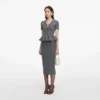 Grey Peplum Knit Midi Dress Grey Peplum Knit Midi Dress