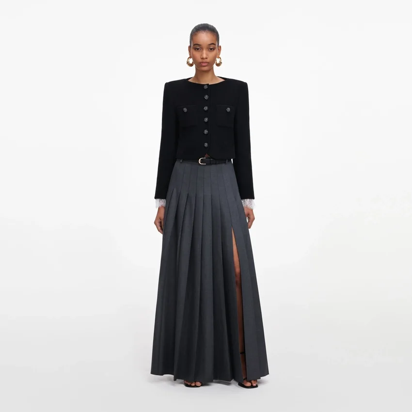 Grey Pleated Maxi Skirt Grey Pleated Maxi Skirt