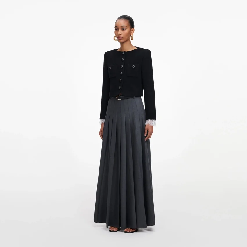 Grey Pleated Maxi Skirt Grey Pleated Maxi Skirt