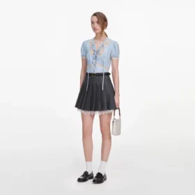 Grey Pleated Mini Skirt
