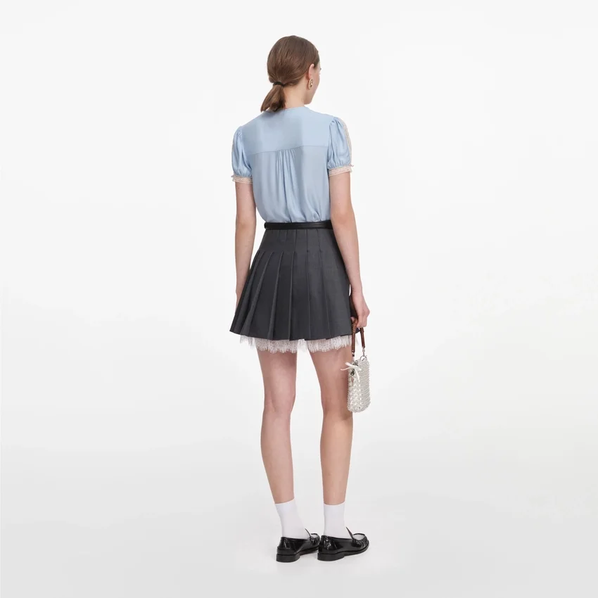 Blue Viscose Lace Top Blue Viscose Lace Top