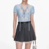 Blue Viscose Lace Top Blue Viscose Lace Top