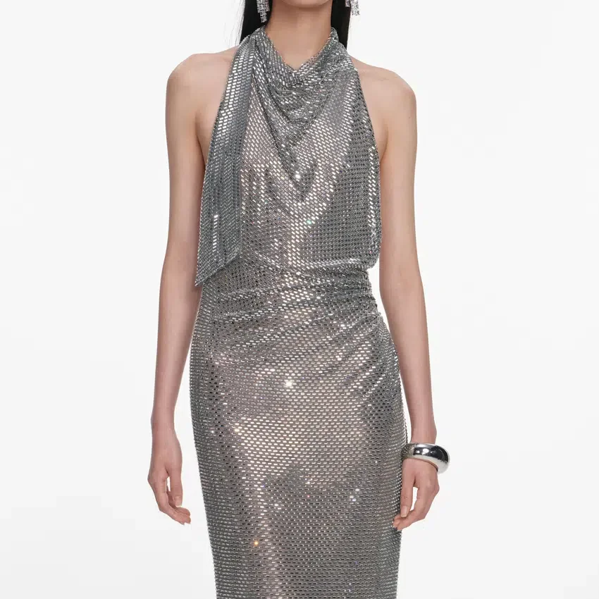 Grey Rhinestone Drape Maxi Dress Grey Rhinestone Drape Maxi Dress