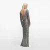 Grey Rhinestone Long Sleeve Maxi Dress Grey Rhinestone Long Sleeve Maxi Dress