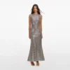 Grey Rhinestone Mesh Midi Dress Grey Rhinestone Mesh Midi Dress