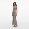 Grey Rhinestone Mesh Midi Dress Grey Rhinestone Mesh Midi Dress