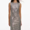 Grey Rhinestone Mesh Midi Dress Grey Rhinestone Mesh Midi Dress
