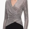 Grey Rhinestone Mesh Wrap Top Grey Rhinestone Mesh Wrap Top