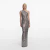 Grey Rhinestone One Shoulder Maxi Dress Grey Rhinestone One Shoulder Maxi Dress