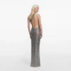Grey Rhinestone One Shoulder Maxi Dress Grey Rhinestone One Shoulder Maxi Dress