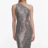 Grey Rhinestone One Shoulder Maxi Dress Grey Rhinestone One Shoulder Maxi Dress