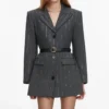 Grey Rhinestone Pinstripe Blazer Grey Rhinestone Pinstripe Blazer